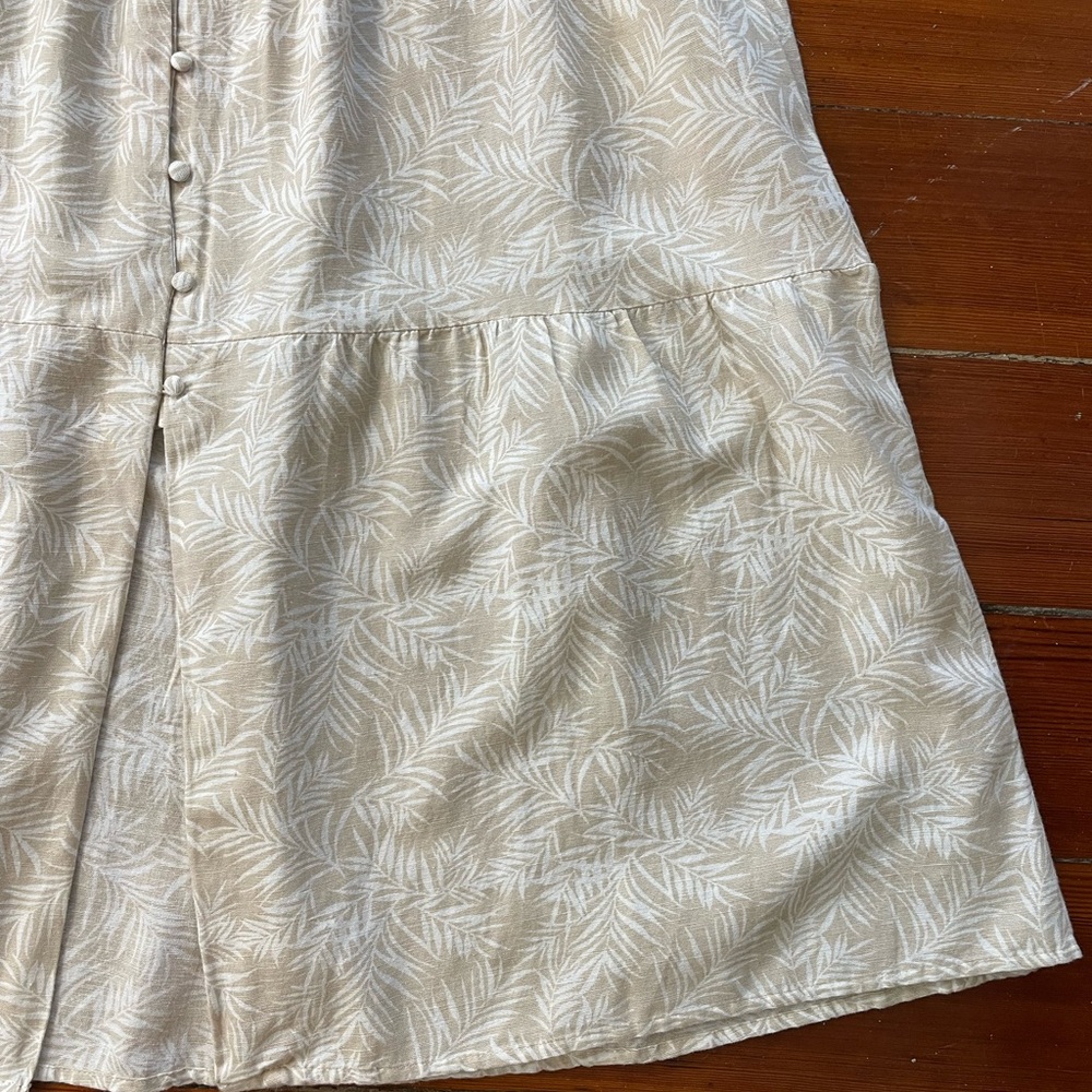 Midnight Sky Botanical Flax Blend Tiered Button Front Maxi Skirt Coastal Sz L 💚🎀 - Picture 9 of 10